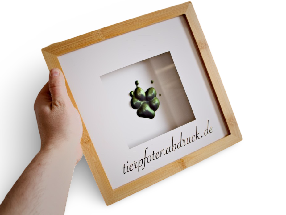 3D Tierpfotenabdruck im Bambusrahmen
